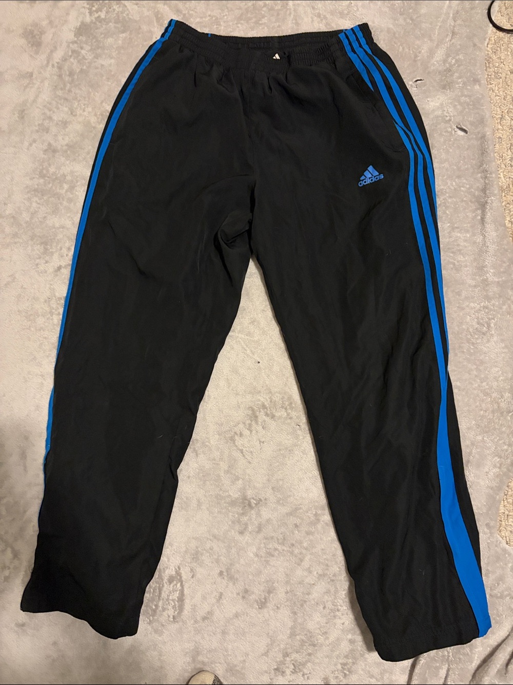 adidas Black Joggers with Blue Side Stripes